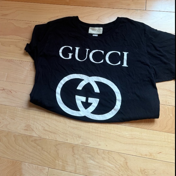 Gucci Black Tee with White Emblem